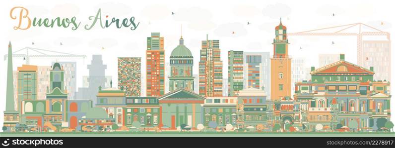 Abstract Buenos Aires Skyline with Color Landmarks. Vector Illustration.