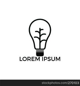 Abstract bulb l&with modern tree logo design. Nature tree innovation symbol. Ecology icon simple sign.