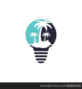 Abstract bulb l&with palm tree logo design. Nature travel innovation symbol. Tour and travel concept design. 