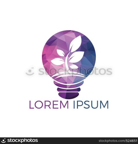 Abstract bulb lamp with tree logo design. Nature idea innovation symbol. ecology, growth, development concept.