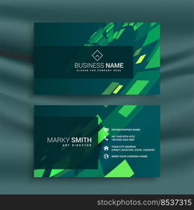 abstract business card design with green mosaic shapes