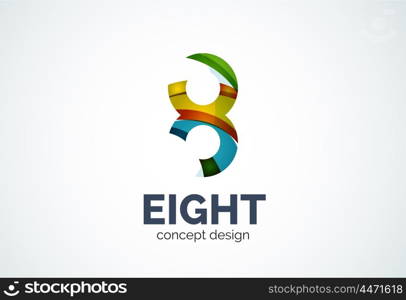 Abstract business company infinity logo template, loops concept - geometric minimal style, created with overlapping curve elements and waves. Corporate identity emblem