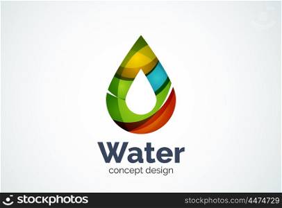 Abstract business company water drop logo template, conservation environmental nature concept - geometric minimal style, created with overlapping curve elements and waves. Corporate identity emblem