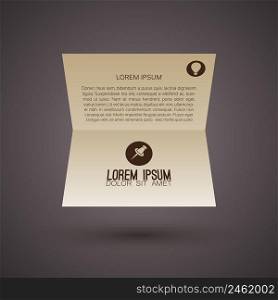 Abstract business infographic concept with bent paper text and icons on dark background isolated vector illustration. Abstract Business Infographic Concept