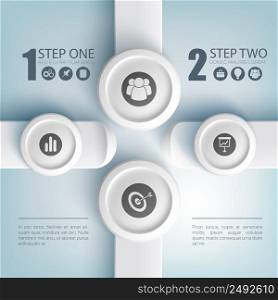 Abstract business infographic concept with text two options icons on gray round buttons and rectangles vector illustration. Abstract Business Infographic Concept