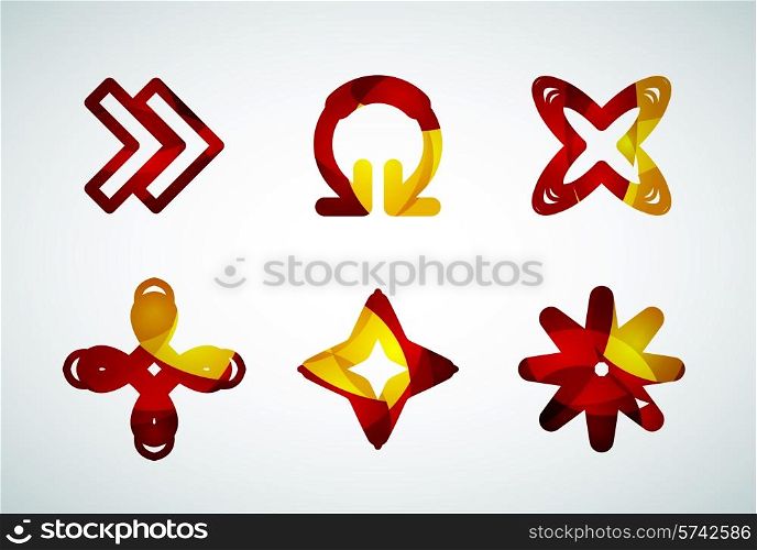 Abstract business logo, curve, flowing pieces design with shadows