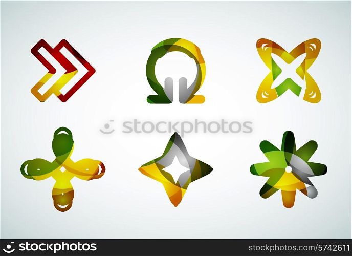 Abstract business logo, curve, flowing pieces design with shadows
