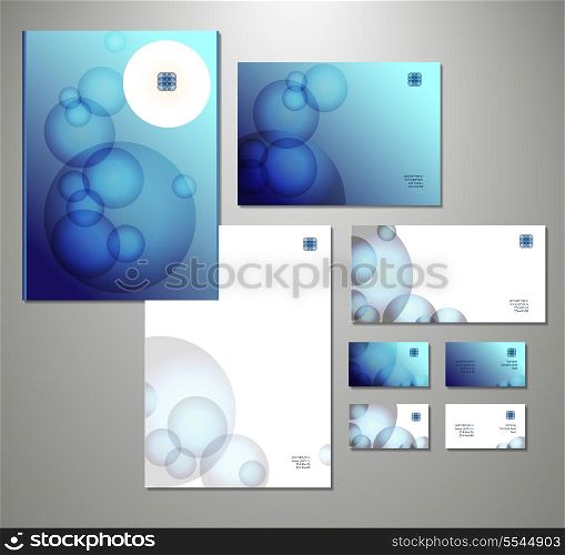 Abstract business set. Corporate identity templates: blank, business cards, badge, envelope. . Vector illustration