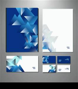 Abstract business set. Corporate identity templates: blank, business cards, badge, envelope. . Vector illustration