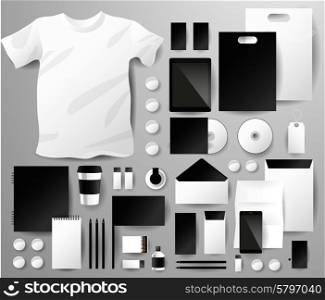 Abstract business set. Corporate identity templates, notebook, card, flag, T-shirt disk package label