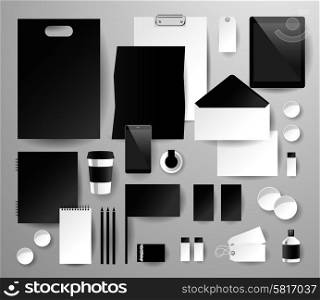 Abstract business set. Corporate identity templates, notebook, pencil, envelope, blank, card, flag, package, paper cup, label, tablet PC, mobile phone