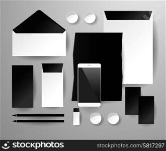 Abstract business set. Corporate identity templates, pencil, envelope, blank, card, package, label, mobile phone