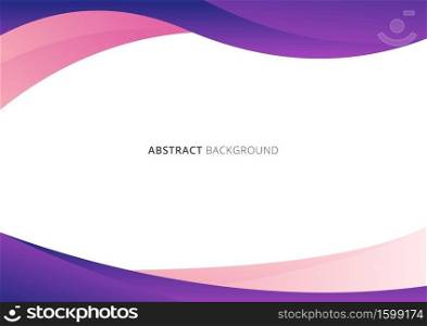 Abstract business template pink and purple gradient wave or curved shape isolated on white background with space for your text. Vector illustration