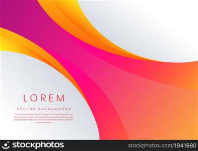 Abstract business template pink, orange gradient wavy or curved shape layers on white background with space for your text. Vector illustration