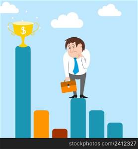 Abstract businessman character has difficulties with career development concept vector illustration
