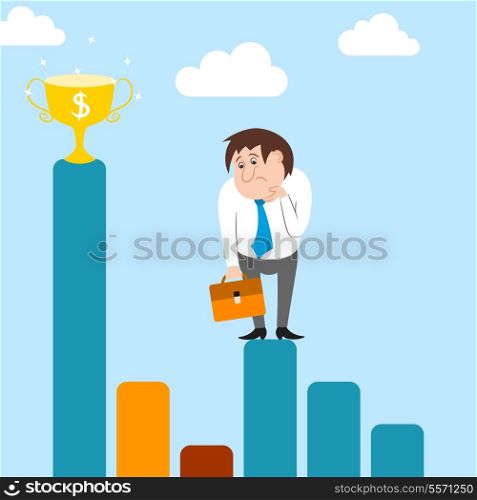 Abstract businessman character has difficulties with career development concept vector illustration