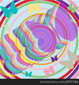 abstract butterflies and circles composition, vector art illustration