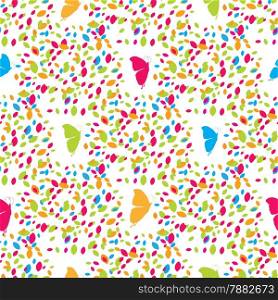 Abstract butterflies and spots seamless pattern. Vector illustration for design of gift packs, wrap, patterns fabric, wallpaper, web sites and other.