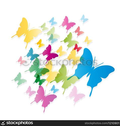 Abstract butterflies in fly, spring background concept