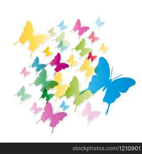 Abstract butterflies in fly, spring background concept