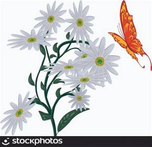Abstract butterfly, and flower.