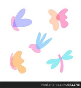 Abstract butterfly , bird and dragonfly. Vector illustration.