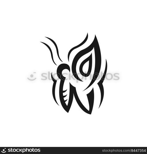 Abstract butterfly icon vector in tribal flat style for web, graphic and mobile design. Butterfly icon vector isolated     on white background