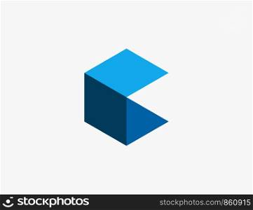 Abstract C Cube Hexagon Logo Design Vector Illustration