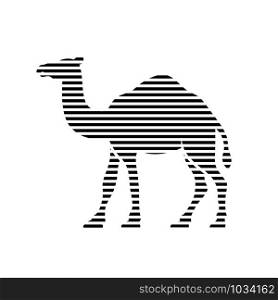 abstract camel silhouette striped lines vector concept illustration