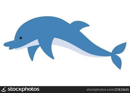 Abstract cartoon blue dolphin, simple flat illustration.