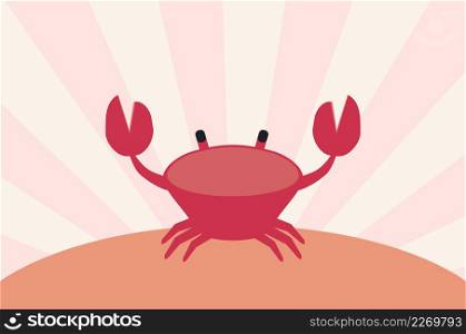 Abstract cartoon red crab, simple flat illustration.