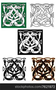Abstract celtic pattern with animal and ornament elements