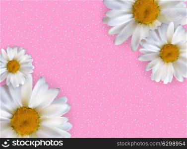 Abstract Chamomile Flowers Natural Spring and Summer Background 3D Realistic Vector Iillustration EPS10. Abstract Chamomile Flowers Natural Spring and Summer Background