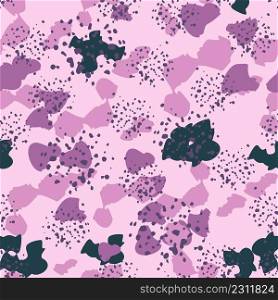 Abstract cheetah seamless pattern. Camo leopard elements background. Creative irregular animal fur shapes endless wallpaper. Design for fabric, textile print, surface, wrapping, cover, greeting card.. Abstract cheetah seamless pattern. Camo leopard background. Animal fur shapes wallpaper
