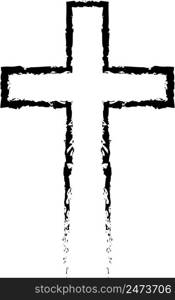 Abstract Christian cross black hand drawn style Christian cross sign