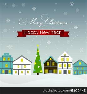 Abstract Christmas and New Year Background in Little Town. Vector Illustration EPS10. Abstract Christmas and New Year Background in Little Town. Vecto
