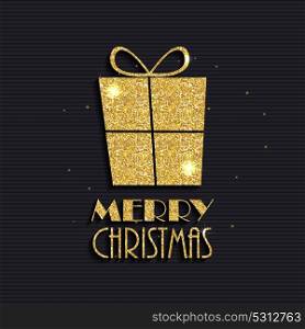 Abstract Christmas and New Year Background with Golden Shiny Gift Box. Vector Illustration EPS10. Abstract Christmas and New Year Background with Golden Shiny Gif
