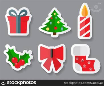 Abstract Christmas and New Year Sticker Set. Vector Illustration EPS10. Abstract Christmas and New Year Sticker Set. Vector Illustration