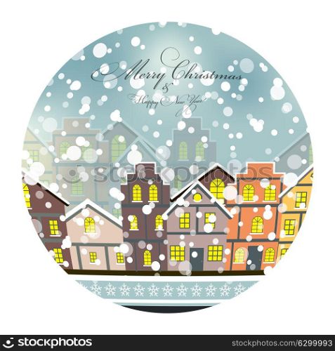 Abstract Christmas and New Year with Fabulous Houses Background. Vector Illustration. EPS10. Abstract Christmas and New Year with Fabulous Houses Background.