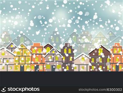 Abstract Christmas and New Year with Fabulous Houses Background. Vector Illustration. EPS10. Abstract Christmas and New Year with Fabulous Houses Background.