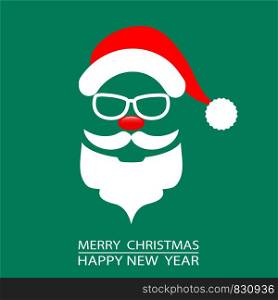 Abstract Christmas Card Santa on Green Background, Stock Vector Illustration
