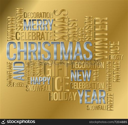 Abstract christmas card with season golden and silver words
