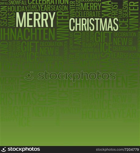 Abstract christmas card with season words on green