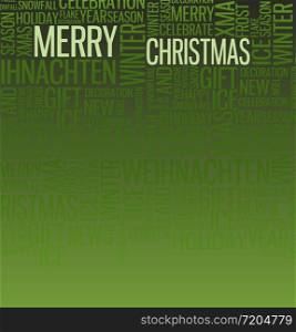 Abstract christmas card with season words on green