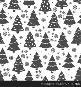 Abstract Christmas tree seamless pattern. Winter seamless texture with fir tree and snowflakes. Illustration of tree pattern christmas vector. Abstract Christmas tree seamless pattern. Winter seamless texture with fir tree and snowflakes