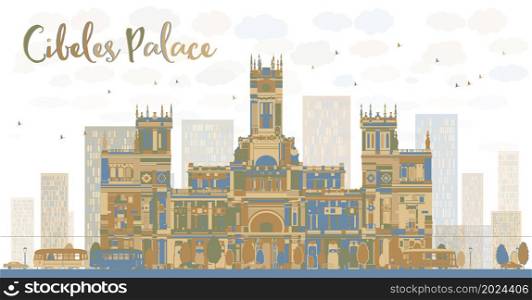 Abstract Cibeles Palace (Palacio de Cibeles), Madrid, Spain. Vector illustration