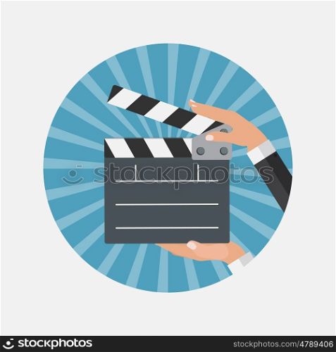 Abstract Cinema Clapper Flat Symbol Icon. Vector Illustration EPS10. Abstract Cinema Clapper Flat Symbol Icon. Vector Illustration EP