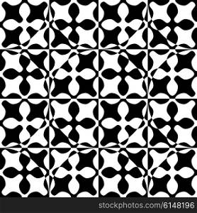 Abstract Circle and Cross Pattern. Vector Seamless Background. Regular Black and White Texture