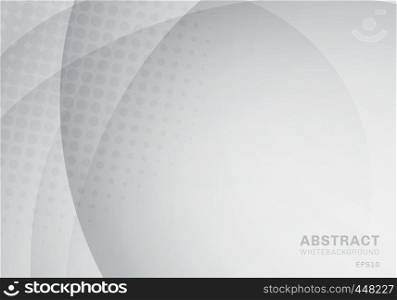 Abstract circle and curve with halftone texture white and gray background. Vector illustration