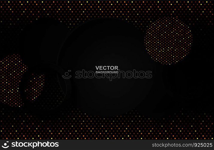 Abstract. Circle black, gold overlap background. light and shadow. copy space .Vector.